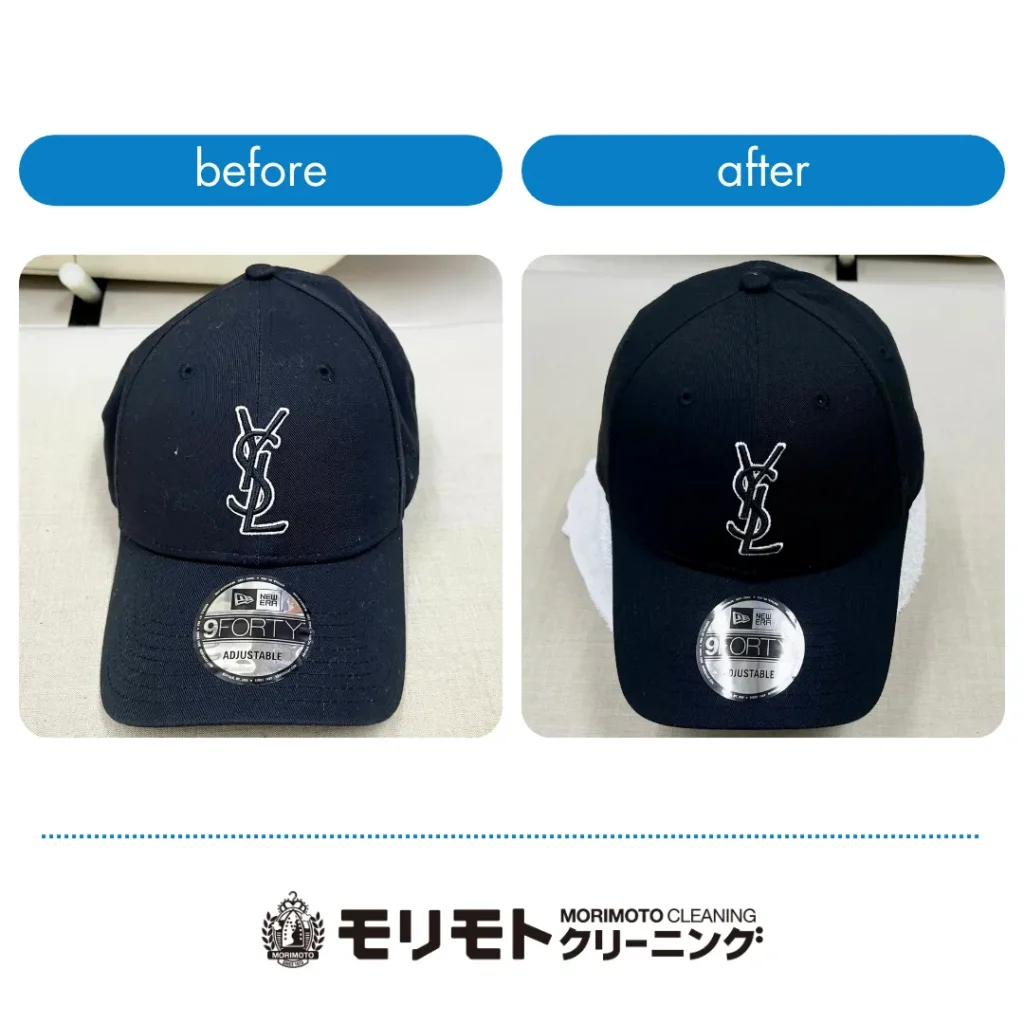 サンローラン ニューエラYSLモノグラムキャップ（黒）のクリーニング事例
